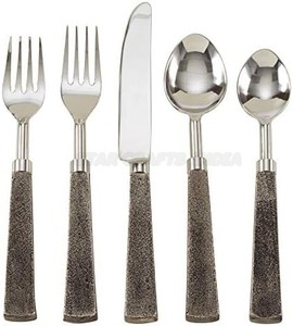 5-Piece <strong>Flatware</strong> Set with <strong>Square</strong> <strong>Handle</strong> Design Silver Stainless Steel Luxury Cutlery Set in <strong>Flatware</strong> by Art Assembly - Product Image 1