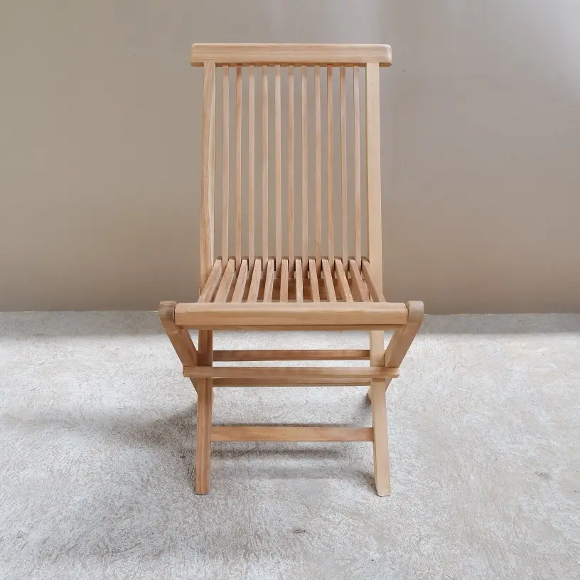 Chaise pliante en bois de teck de conception populaire chaise de jardin de couleur naturelle minimaliste moderne meubles de siège d'extérieur