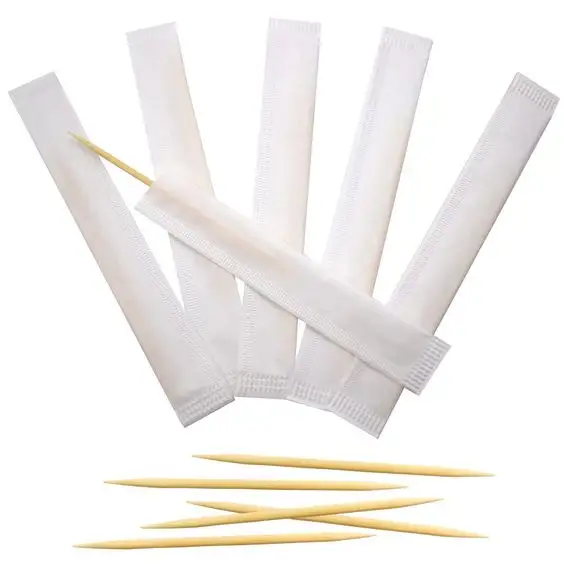 Palito de dentes esterilizado embalado individualmente feito de papel de bambu natural fontes renováveis Suave sem rachaduras sem cheiro horrível