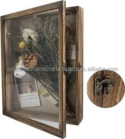 Decorazione per la casa scatola ombra in legno vetro con decorazione di fiori secchi confezione regalo appesa a parete cornici per foto