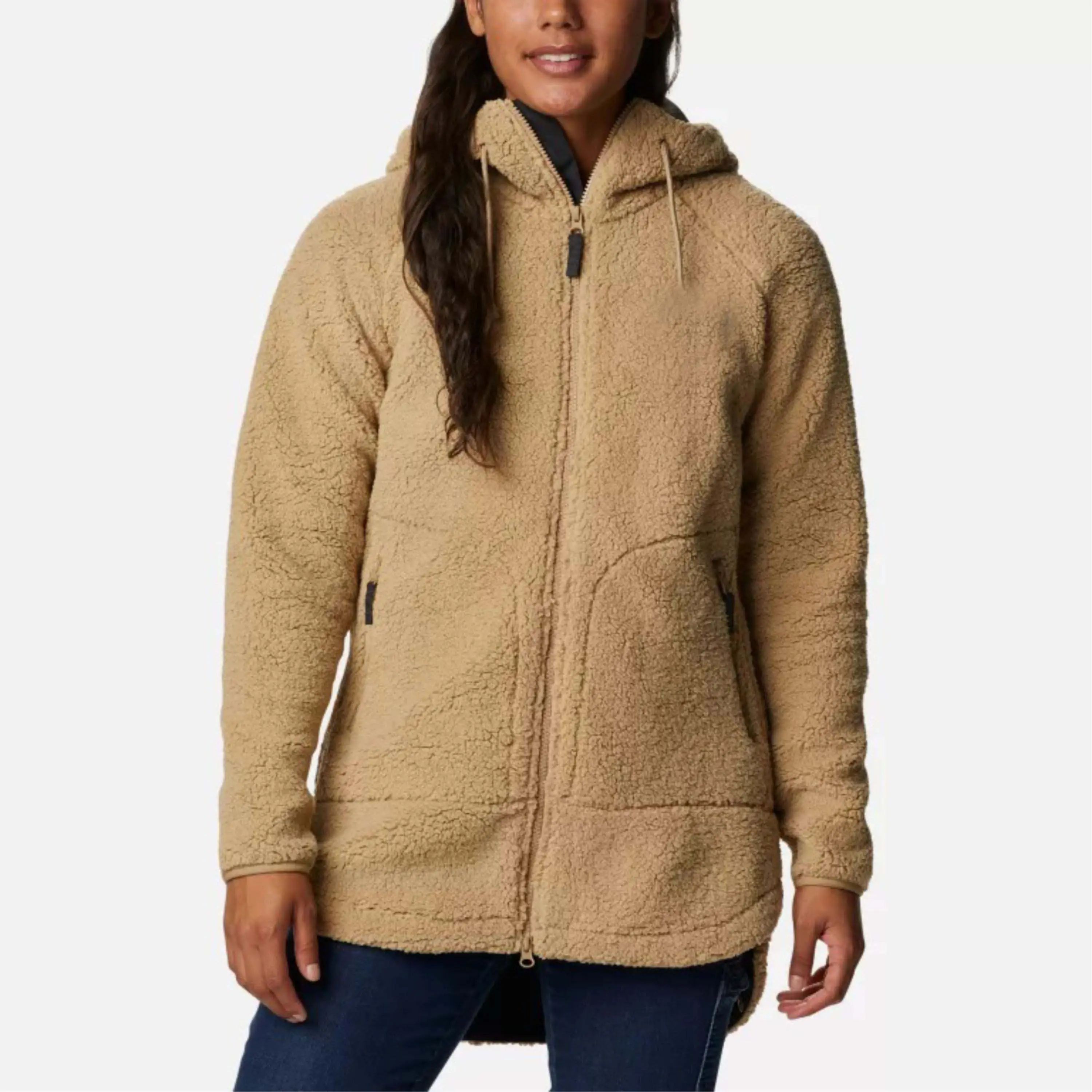 OEM individueller Hersteller Großhandel modisch Fleece Reißverschluss Damenjacken Damen stilvolle Sherpa-Fliesensacke