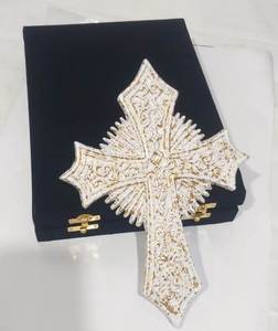 Handmade Metal White &amp; Gold Textured 9&quot; <strong>Cross</strong> Wall Hanging <strong>Cross</strong> I Metal Antique Holy <strong>Cross</strong> Supplier India - Product Image 1