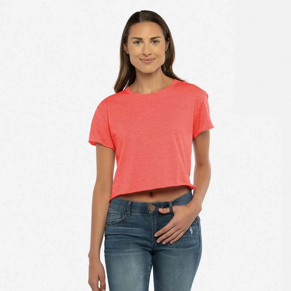 Women's Boxy Crop Top Round Neck Short Sleeve Casual 100% Cotton Cropped Tee T-Shirt Custom Large