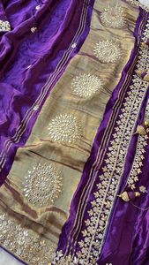 Kırmızı Gajji ipek inci kristal iş <span class=keywords><strong>Sari</strong></span> koşu bluz Partywear Pooja Diwali düğün fonksiyonu Sadi <span class=keywords><strong>Sari</strong></span> hindistan Diwali festivali