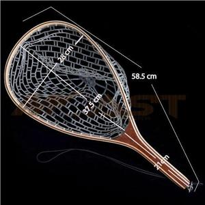 Outdoor Fliegen fischen Kescher Forellen netz Holzrahmen mit Gummi netz Hand Cast <span class=keywords><strong>Net</strong></span> Thor Landing Fischernetz Dip Forelle