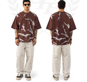 ヘビー級250gsm Tシャツタイ染料ストリートウェアグラフィックビンテージ特大プリントプラスサイズ圧縮あらゆる季節コットン