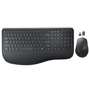Combo de teclado y ratón de oficina inalámbrico Receptor USB Plug and Play 2,4 GHz 112 Teclas Ratón de conexión por cable - Product Image 1