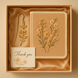LABON Lace Edge Vintage <strong>Small</strong> Flower Design Warm Floral Embroidered Notebook A5 Apricot Fabric Journal for Gift and <strong>Writing</strong> - Product Image 2