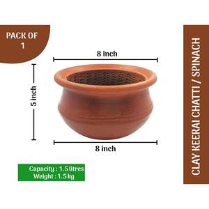 Ispanak (kekechetti) Mashing için 1.5 litre küçük kil el sanatları Pot - Product Image 3