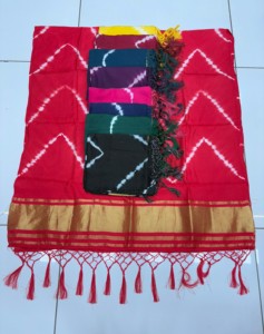 יצירות raghaveer bandhani צבע עניבה נשים bandhani dupatta rjasthani גוטה גבול גנב עם גדילים חגיגיים & מזדמנים ללבוש