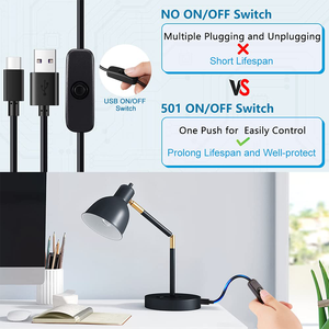 USB Charging Switch Cable, USB a to USB Type <strong>C</strong> Fast Charge Cable with ON/Off Switch for Desk Lamp, LED Strip <strong>String</strong> - Product Image 4
