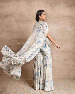 Woman Solid Kurti With Sharara &amp; Koti White Color Sharara Suit Designs Designer Party Wear Sharara Suit