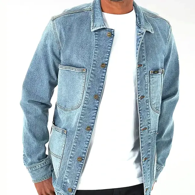 2024 nueva llegada moda Streetwear chaqueta de mezclilla de alta calidad diseño personalizado hombres rasgados botón frontal Denim Jeans chaqueta para hombres