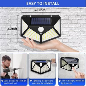 100 LED güneş işıkları açık güneş duvar lambası <span class=keywords><strong>PIR</strong></span> hareket sensörü lamba bahçe ev dekor avlu su geçirmez yol işıkları