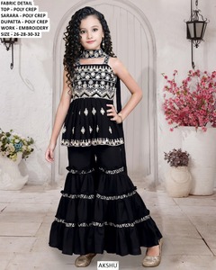女孩刺绣设计师丝绸<span class=keywords><strong>Lehenga</strong></span> Choli套装儿童派对穿民族Salwar Kameez为印度巴基斯坦婚礼宝莱坞