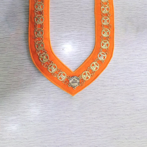 Masonik Amaranth zincir yaka turuncu kadife destek zinciri yaka ile Rhinestone yüksek kalite kadife kumaş ile dekore