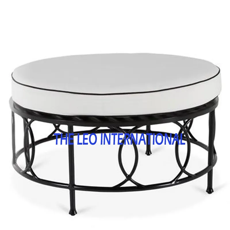 Struttura in metallo nero francese europeo bianco top ottomana trapuntato tavolino 30x30x16 pollici mobili sedile camera da letto arredamento interno