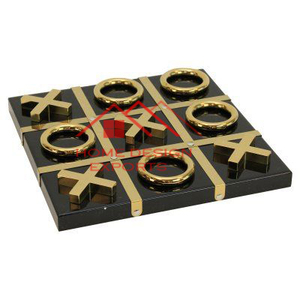 Yüksek kalite dekoratif satranç seti siyah beyaz XO kitleri eğlenceli Indore oyunları oyuncaklar Metal Tic Tac Toe Chessboard dekor oyna - Product Image 4