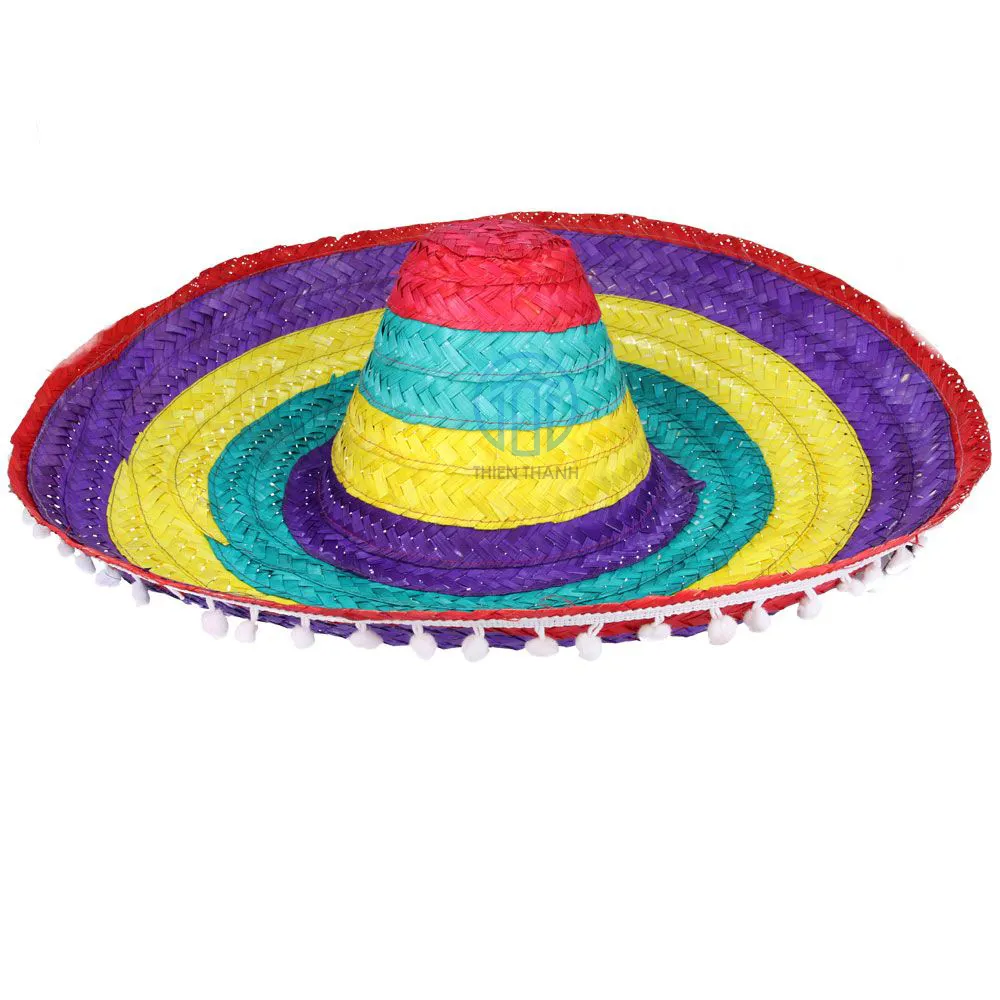 Suministros para fiestas de mesa, sombrero mexicano de paja natural, decoraciones para fiestas de cumpleaños, sombrero decorativo para vacaciones de cosplay.