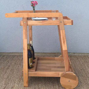 Modern mutfak depolama ve servis için tekerlekler şık çay arabası ile zarif ahşap servis arabası - Product Image 1