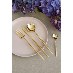 Stainless Steel Cutlery Set with <strong>Smooth</strong> <strong>Handles</strong> and a Sleek Profile Perfect for Minimalist and Elegant Table Settings - Product Image 3