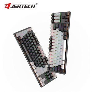 LEAVEN K550 siyah beyaz klavye ile 104 tuşları kırmızı eksen Pbt Pc bilgisayar oyun Usb kablolu ışık Led oyun mekanik klavye - Product Image 1