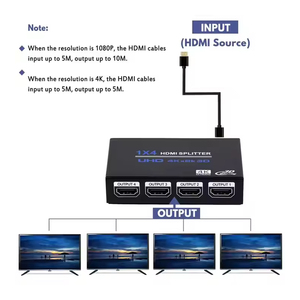 <strong>1</strong> X <strong>4</strong> <strong>HDMI</strong> <strong>Splitter</strong> Converter <strong>1</strong> in <strong>4</strong> Out <strong>HDMI</strong> <strong>1</strong>.<strong>4</strong> <strong>Splitter</strong> Amplifier HDCP 4K X 2K Dual Display for HDTV DVD PS3 Xbox - Product Image 6