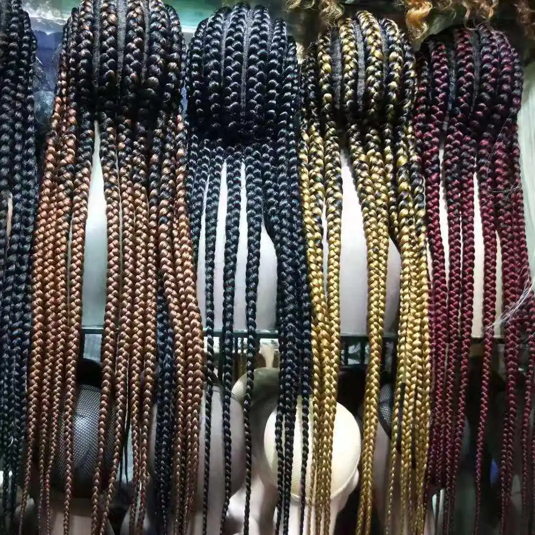 Capelli intrecciati di bellezza sintetica jwenfer parrucche Pixie afroamericane a densità 180 parrucca più economica treccia di pizzo nera lunga di alta qualità