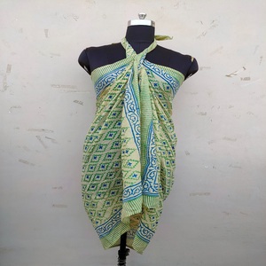 Custom Made Silk Screen Printed <strong>Sarongs</strong> Ideal for Beach Wear and Fashion Accessory Stores in <strong>Pink</strong> Flower with Green Leave - Product Image 6