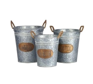 Large Bucket Tub Custom Shape Home Decor Galvanized <strong>Planter</strong> <strong>New</strong> Design With Handles Set of 3 - Product Image 5
