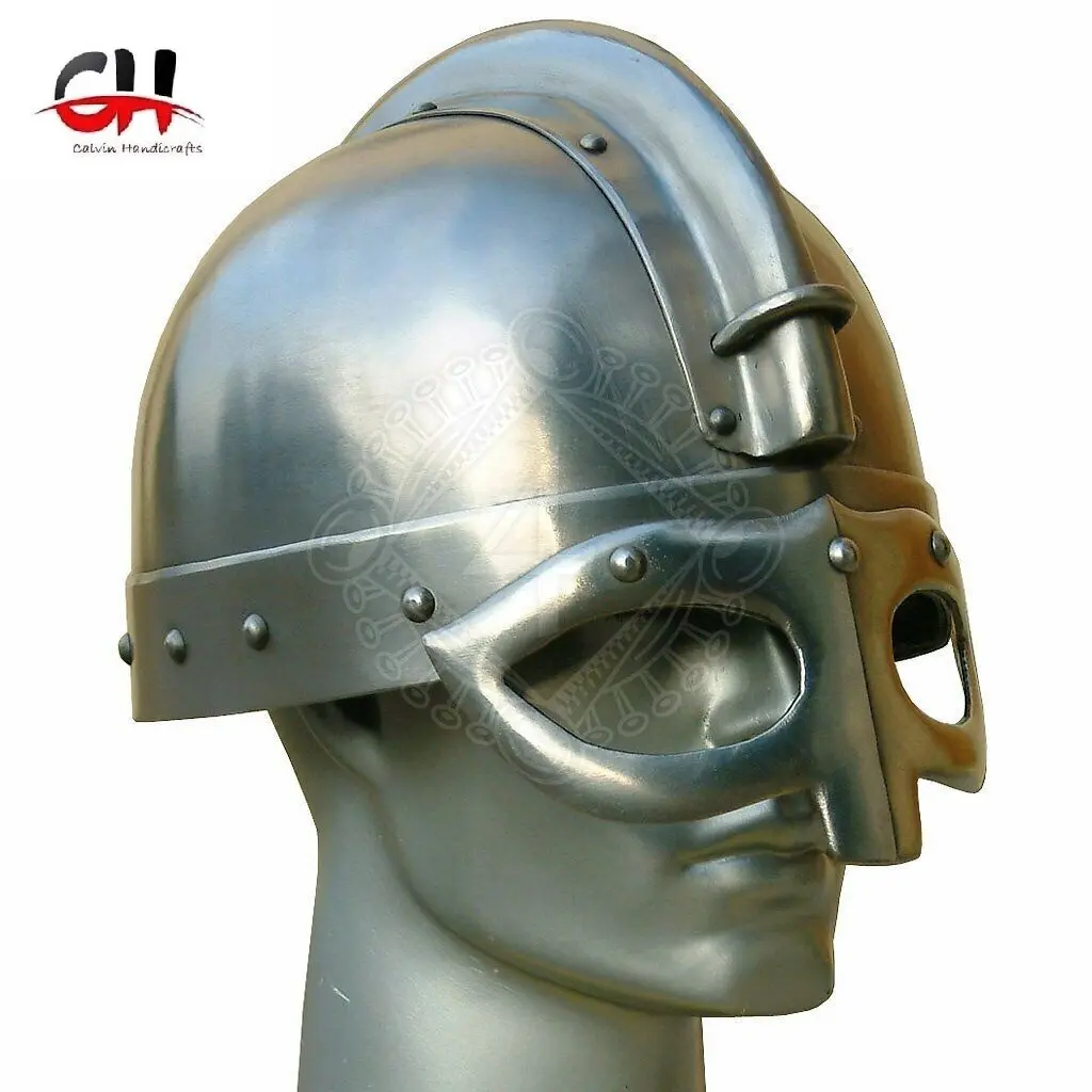 Casco vichingo medievale in acciaio-Larp rievocazione Battle Warrior Norse Helmet.