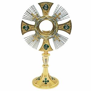 Çok yönlü pirinç Monstrance ile altın bitirme yuvarlak şekil kabartmalı tasarım süper kalite boncuk kakma ile ekran için - Product Image 2