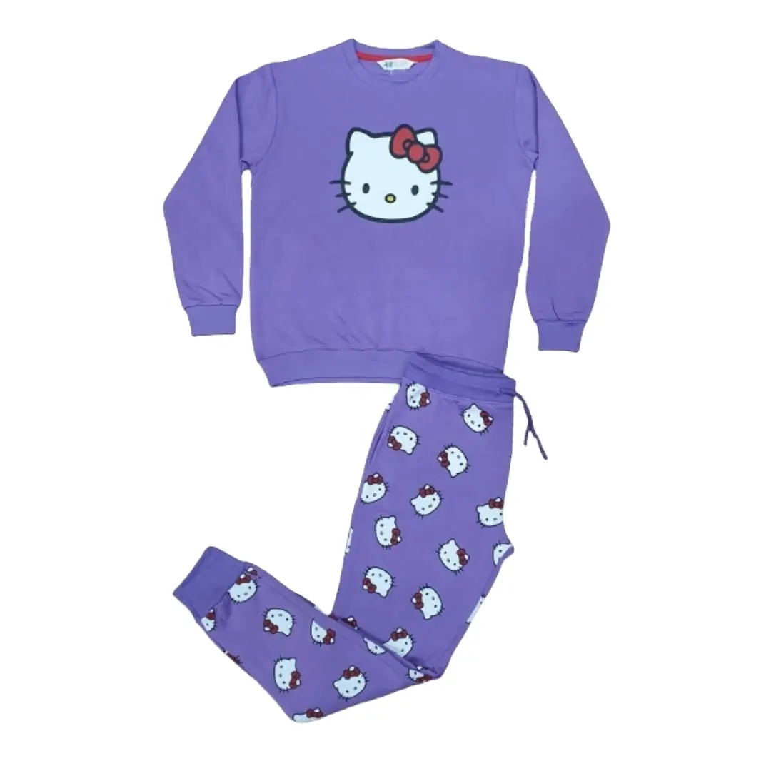 Ensemble de sweat-shirt à col rond pour filles adultes de marque hello kitty (stock prêt)