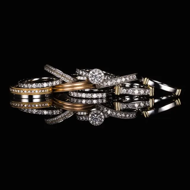 אירוסין חתונה טבעת חתונה טבעות טבעות נישואים זוג סט יהלום 0.15ct piatinum900/18 קראט זהב
