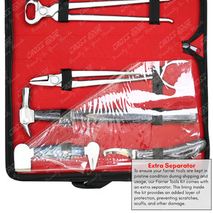 Kit de ferramentas Farrier com caso 2pcs faca do casco com cabo de madeira cortador de casco montagem pinças martelo Shoeing buffer clincher