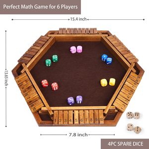 木制关闭盒子骰子游戏15x 13英寸，适合1-6名玩家10个数字数学游戏，16个骰子非常适合儿童和成人 - Product Image 2