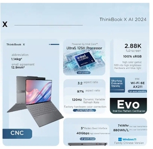 Lenovo dizüstü Thinkbook X 2024 AI 13.5 "2.8K 120Hz Intel Core Ultra 5 125H/Ultra 9 185H 16G/32GB 8400MHz RAM PCIE4 dizüstü PC