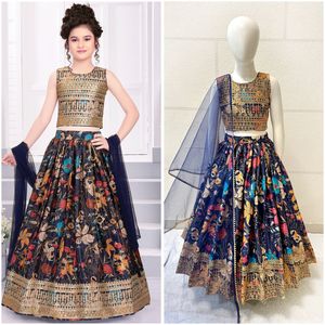 现成设计师丝绸<span class=keywords><strong>Lehenga</strong></span> <span class=keywords><strong>Choli</strong></span>儿童和女孩印度开斋节派对服装
