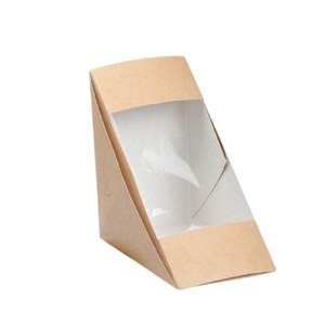 Sıcak satış iyi inşa karton öğle yemeği gıda kağıt ambalaj üçgen sandviç ikram kutuları ile pencere - Product Image 6