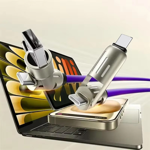 240W süper hızlı şarj kablosu 4 1 çoklu konektörler şarj dönen dirsek USB tip-c cep telefonu şarj tipi C kablo - Product Image 4