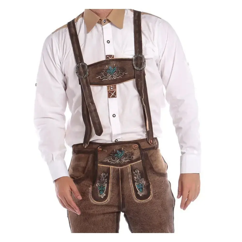 Short Lederhosen en cuir bavarois New Mens Bavarian Lederhosen Brown Oktoberfest Lederhosen Toutes tailles