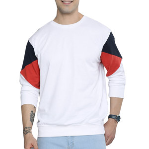 Custom Oversized Men's Sweatshirt Color <strong>Block</strong> Collar Crewneck Embroidery Basics Cotton Blended Pullover Sweatshirt Hoodie - Product Image 1