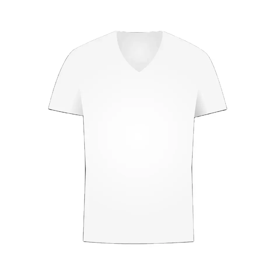 T-shirt tinta unita di colore bianco in tessuto di poliestere/cotone della migliore qualità con scollo a v e maniche corte per donne e ragazze in tutte le taglie