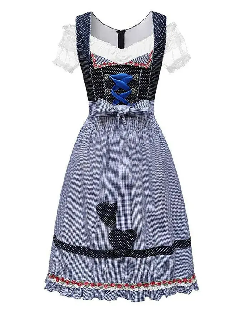 Kostum Oktoberfest gaun Dirndl gaya Bavaria untuk wanita rok Dirndl dengan blus disesuaikan warna dan desain