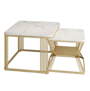 Modern <strong>Nesting</strong> Coffee <strong>Tables</strong>, featuring <strong>rectangular</strong> clear glass tops with sleek gold metal open-frame bases, at wholesale prices - Product Image 4