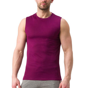 Top Quality Tank Top Homens O Pescoço Cor Sólida Mens Musculação Tank Top Tecido Respirável Workout <span class=keywords><strong>Plain</strong></span> Gym Fitness Vest Stringer