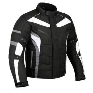 男性用スリムレーシングバイカースタンド襟オートバイジャケット冬のコーデュラ羊皮とキャンバスバイクに乗るための材料