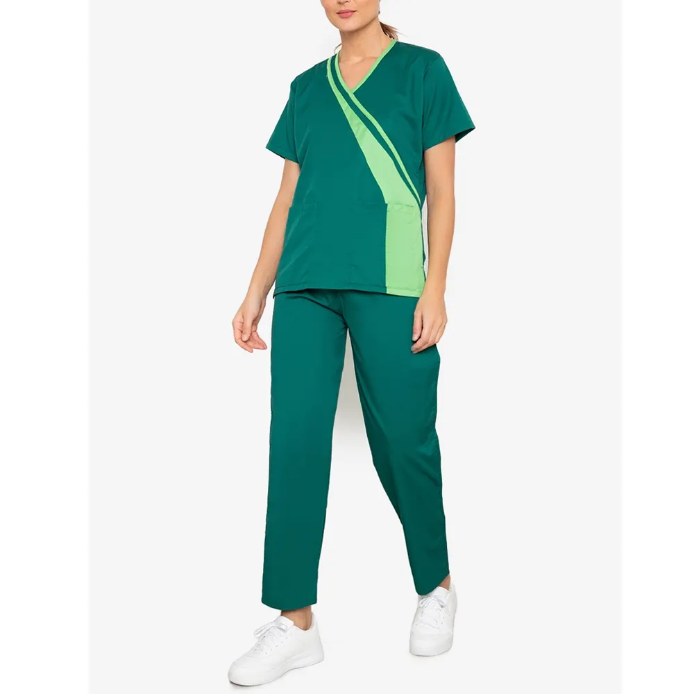 Personalizada de manga corta uniformes de Hospital traje de enfermera friega y uniformes médicos disfraz de Doctor de uniforme