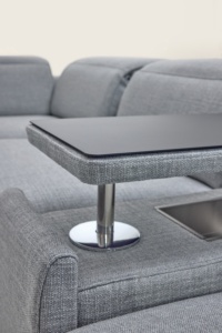 Ý thiết kế hiện đại lisbona bảy chỗ ngồi sô cô la vải Bìa sofa với Chaise longue ngả Bàn cà phê chất lượng cao - Product Image 5