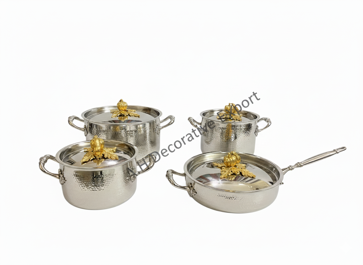 Silver & Gold Pan & Pot Set Of 4